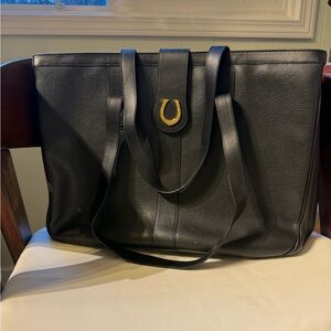 Vintage large leather Gucci horseshoe tote